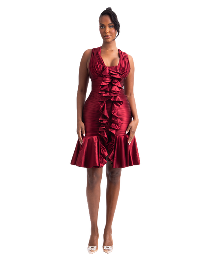 CASCADE DRESS - MERLOT