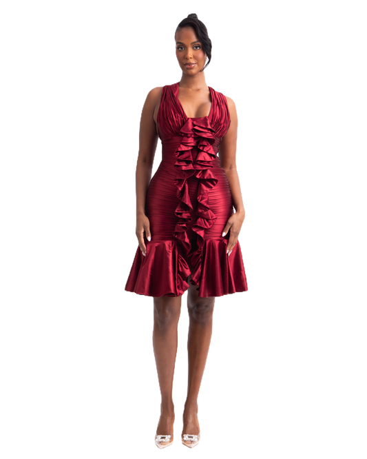 CASCADE DRESS - MERLOT