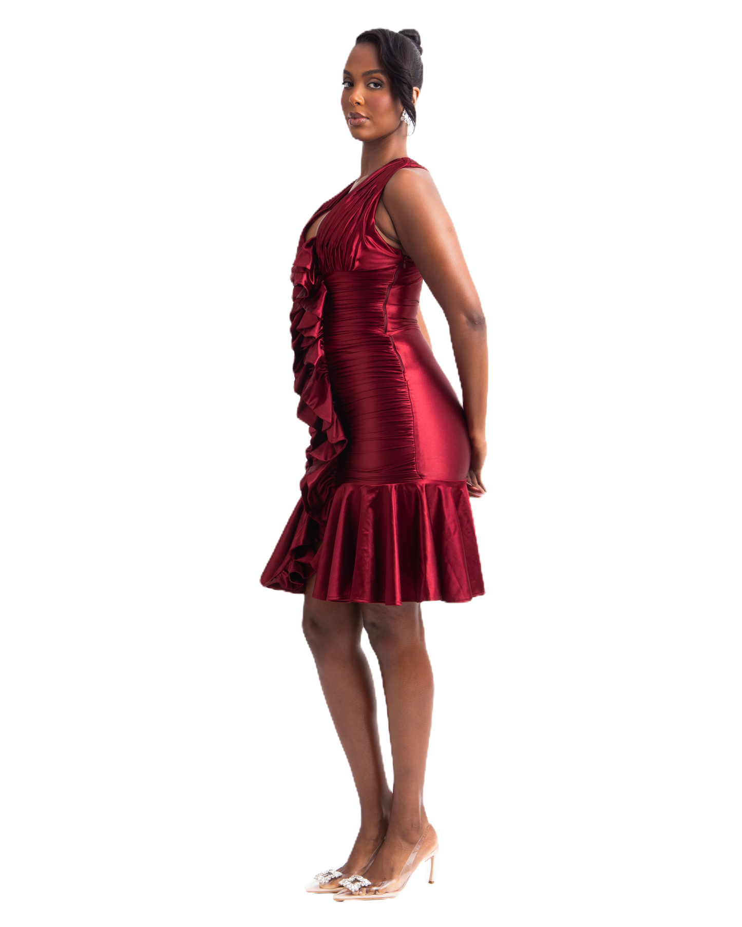 CASCADE DRESS - MERLOT