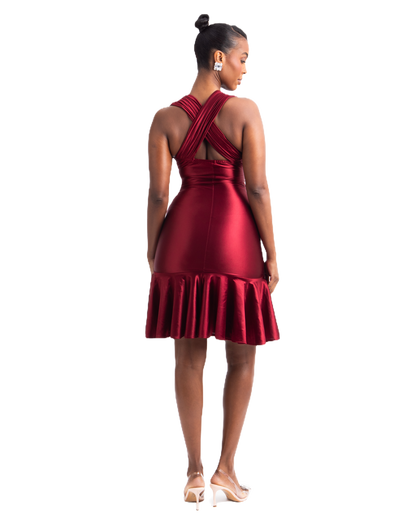 CASCADE DRESS - MERLOT