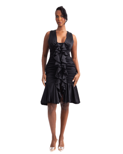 CASCADE DRESS - RAVEN